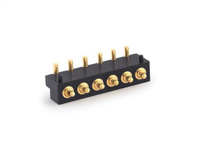 Connector Pogo Pin d'angle recte de 6 pins de 90 graus