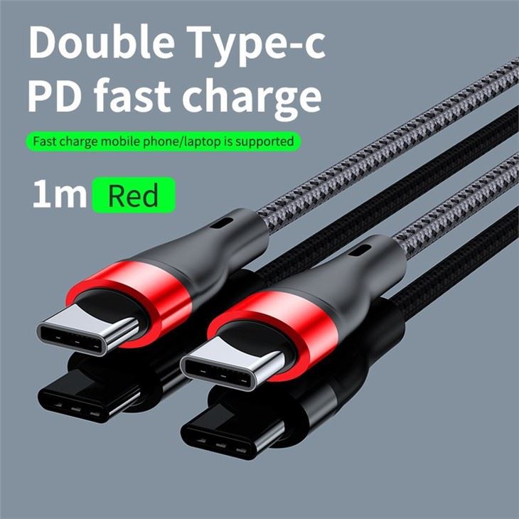 PD 60W Fast Charging Connector Double Type-C Cable